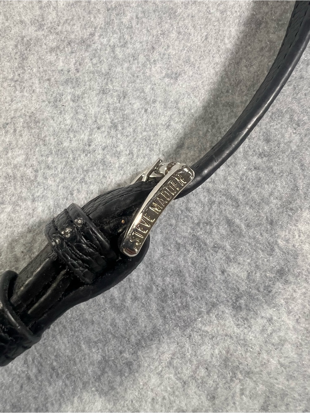 Steve Madden Black Pebbled Faux Leather Stud-Trim Bucket Bag - Picture 14 of 16